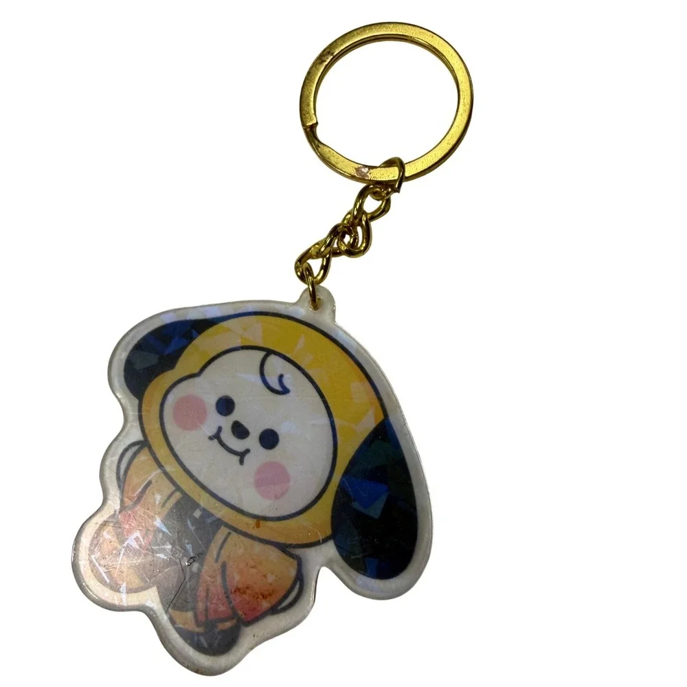 BT21 Chimmy Keychain BTS Character Holographic Acrylic Yellow Hoodie Charm